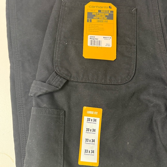 Carhartt Washed Duck Flannel Lined Loose Fit Utility Work Pants NWT - Picture 5 of 6